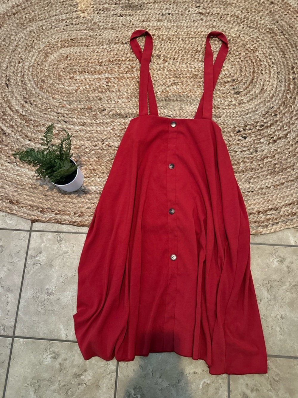 BUTTON DOWN OVERALL DRESS